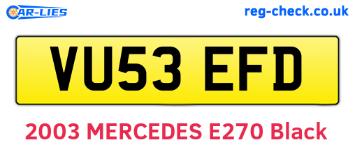 VU53EFD are the vehicle registration plates.