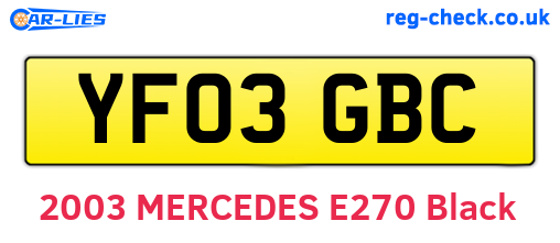 YF03GBC are the vehicle registration plates.