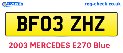 BF03ZHZ are the vehicle registration plates.