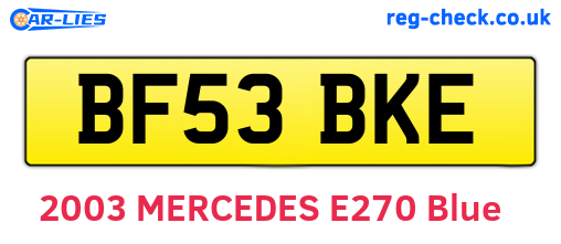 BF53BKE are the vehicle registration plates.