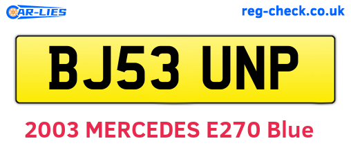 BJ53UNP are the vehicle registration plates.