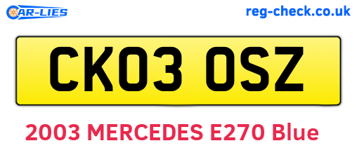 CK03OSZ are the vehicle registration plates.