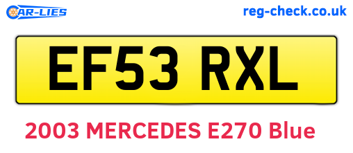 EF53RXL are the vehicle registration plates.