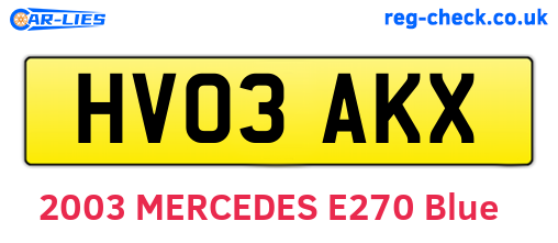HV03AKX are the vehicle registration plates.