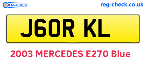 J60RKL are the vehicle registration plates.