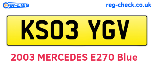 KS03YGV are the vehicle registration plates.