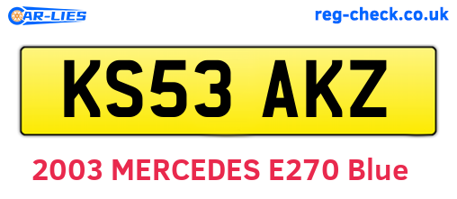 KS53AKZ are the vehicle registration plates.