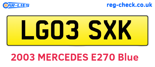 LG03SXK are the vehicle registration plates.