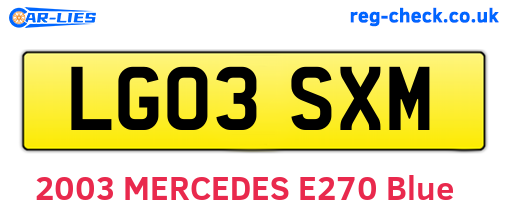 LG03SXM are the vehicle registration plates.