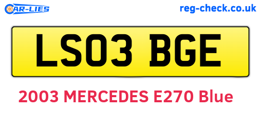 LS03BGE are the vehicle registration plates.