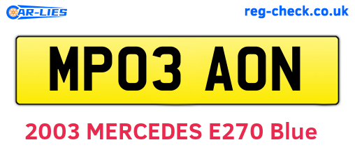 MP03AON are the vehicle registration plates.