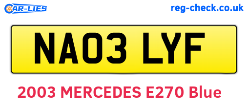 NA03LYF are the vehicle registration plates.