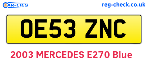 OE53ZNC are the vehicle registration plates.