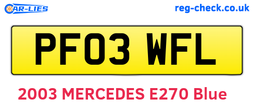 PF03WFL are the vehicle registration plates.