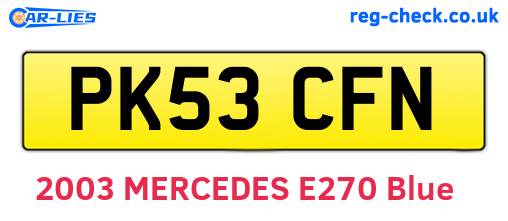 PK53CFN are the vehicle registration plates.