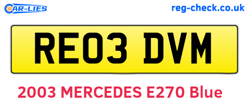 RE03DVM are the vehicle registration plates.