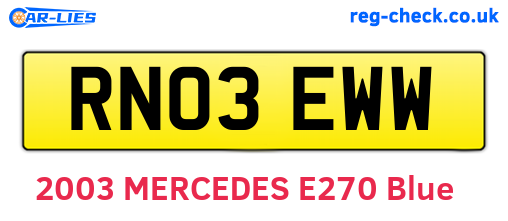 RN03EWW are the vehicle registration plates.