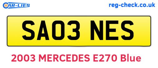 SA03NES are the vehicle registration plates.