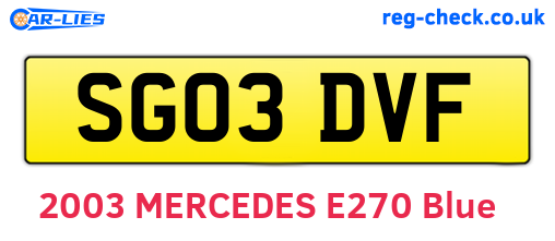 SG03DVF are the vehicle registration plates.