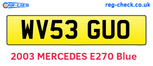 WV53GUO are the vehicle registration plates.