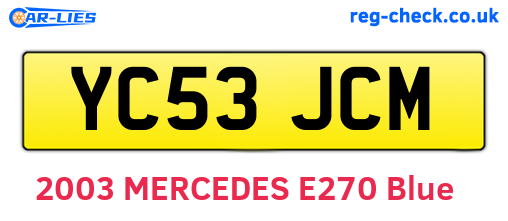 YC53JCM are the vehicle registration plates.
