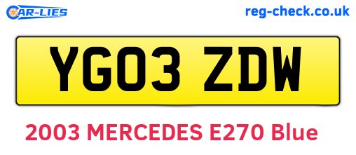YG03ZDW are the vehicle registration plates.