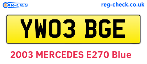 YW03BGE are the vehicle registration plates.
