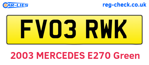 FV03RWK are the vehicle registration plates.