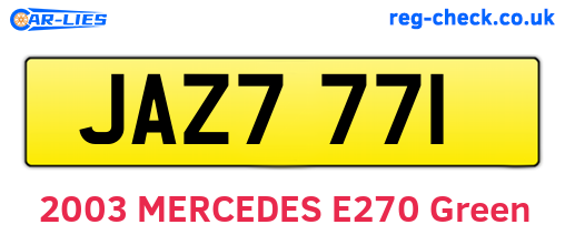 JAZ7771 are the vehicle registration plates.