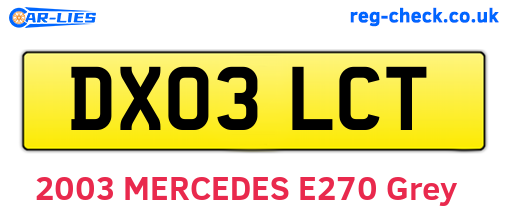 DX03LCT are the vehicle registration plates.