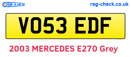 VO53EDF are the vehicle registration plates.