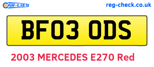 BF03ODS are the vehicle registration plates.