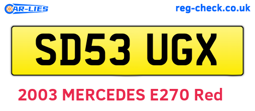 SD53UGX are the vehicle registration plates.