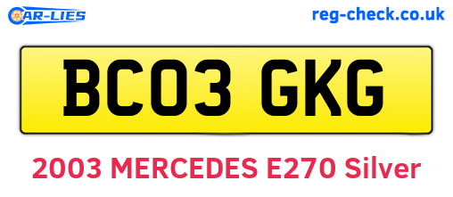 BC03GKG are the vehicle registration plates.