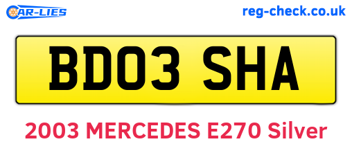 BD03SHA are the vehicle registration plates.
