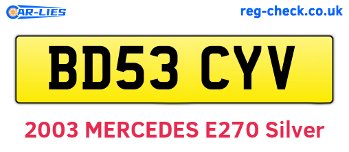 BD53CYV are the vehicle registration plates.