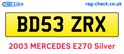 BD53ZRX are the vehicle registration plates.