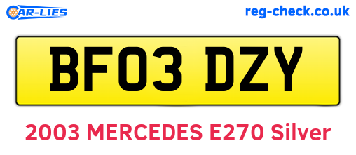 BF03DZY are the vehicle registration plates.
