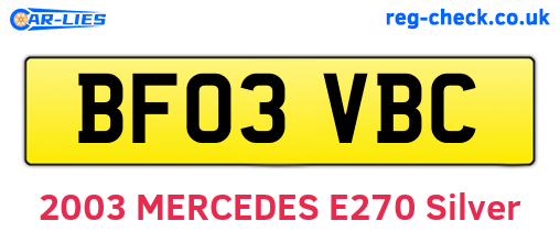 BF03VBC are the vehicle registration plates.
