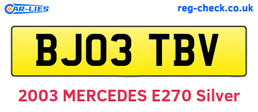 BJ03TBV are the vehicle registration plates.