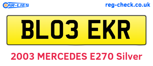 BL03EKR are the vehicle registration plates.