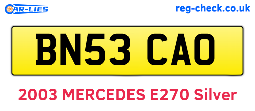 BN53CAO are the vehicle registration plates.