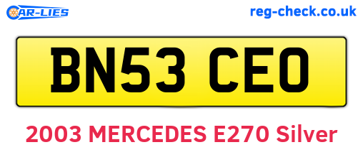BN53CEO are the vehicle registration plates.
