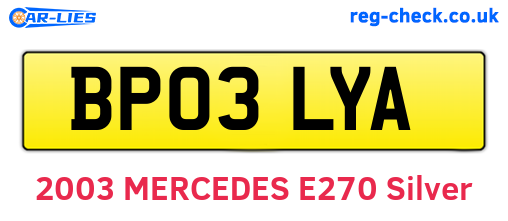 BP03LYA are the vehicle registration plates.