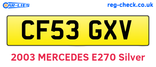 CF53GXV are the vehicle registration plates.