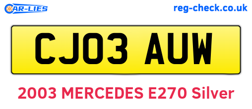 CJ03AUW are the vehicle registration plates.