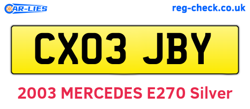 CX03JBY are the vehicle registration plates.