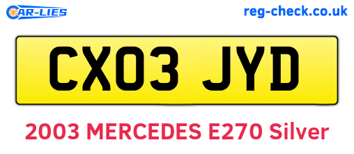 CX03JYD are the vehicle registration plates.