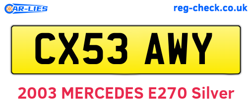 CX53AWY are the vehicle registration plates.