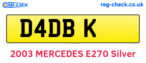 D4DBK are the vehicle registration plates.